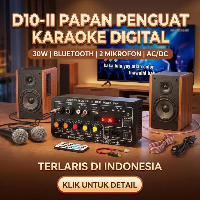 SAMOJAPAN Kit DIY Amplifier Karaoke D10-II AC DC 12V-24V 220V Modul Ampli Bluetooth HIFI Bass Power 