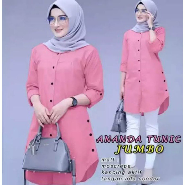 Baju Atasan / Kemeja Muslim Wanita Ananda Tunik Disain Kekinian Untuk Kasual Atau Formal