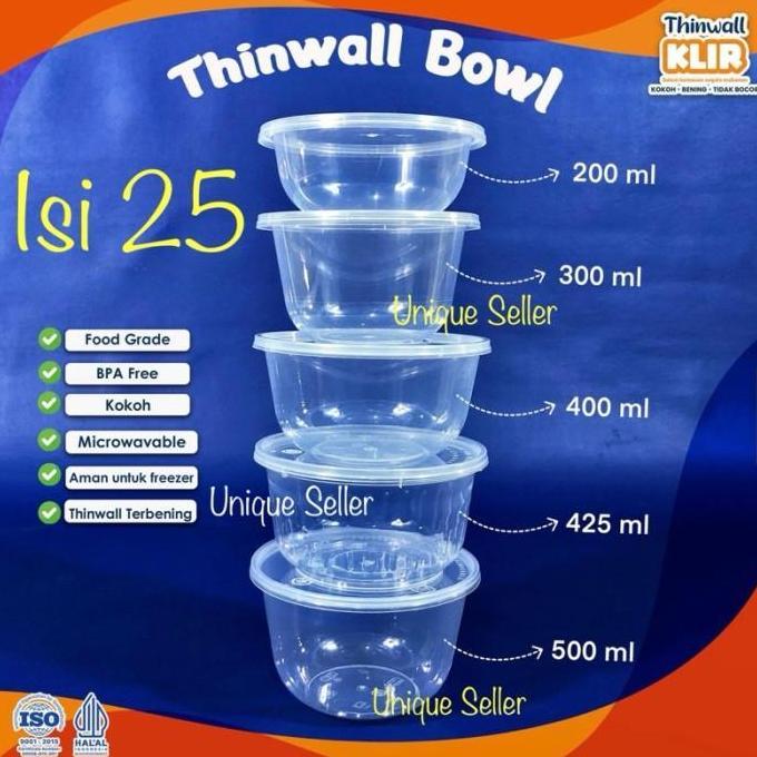 [Isi25] Thinwall Bowl 300 ml 300ml KLIR / Mangkok Plastik 300 ml 300ml KLIR / Thinwall Mangkok 300ml