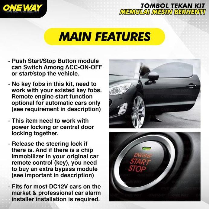 Oneway Engine Start Stop Button Push Button Tombol Engine Start Stop Button Set Keyless Hollywood Un