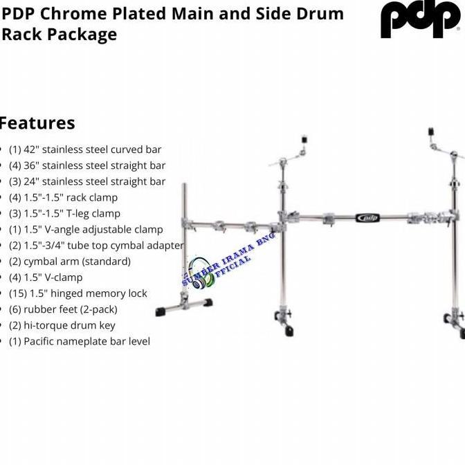 PDP PDSRCOMBO1 RACK DRUM - PDP CHROME PLATED MAIN dan SIDE DRUM RACK PACKAGE