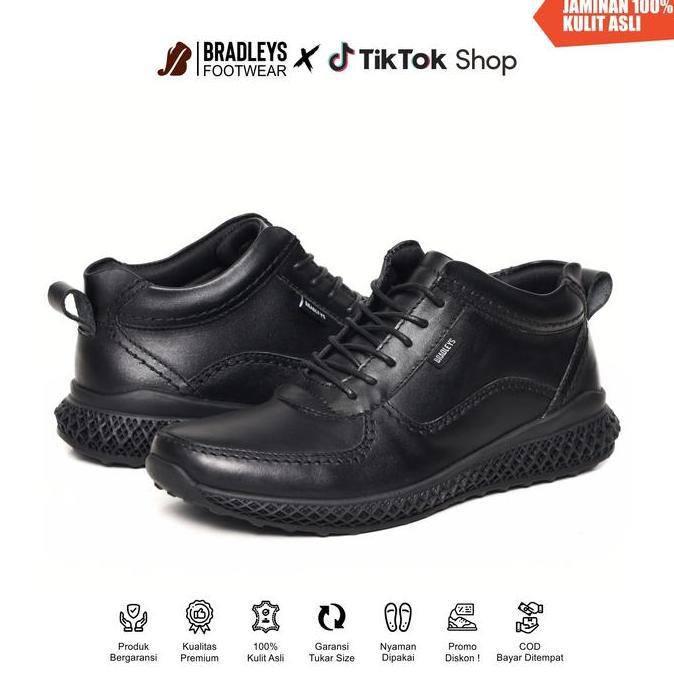 Shoesmen- Bradleys Hero Tl Black - Sepatu Kulit Sneakers Formal Kasual Pdh Pria