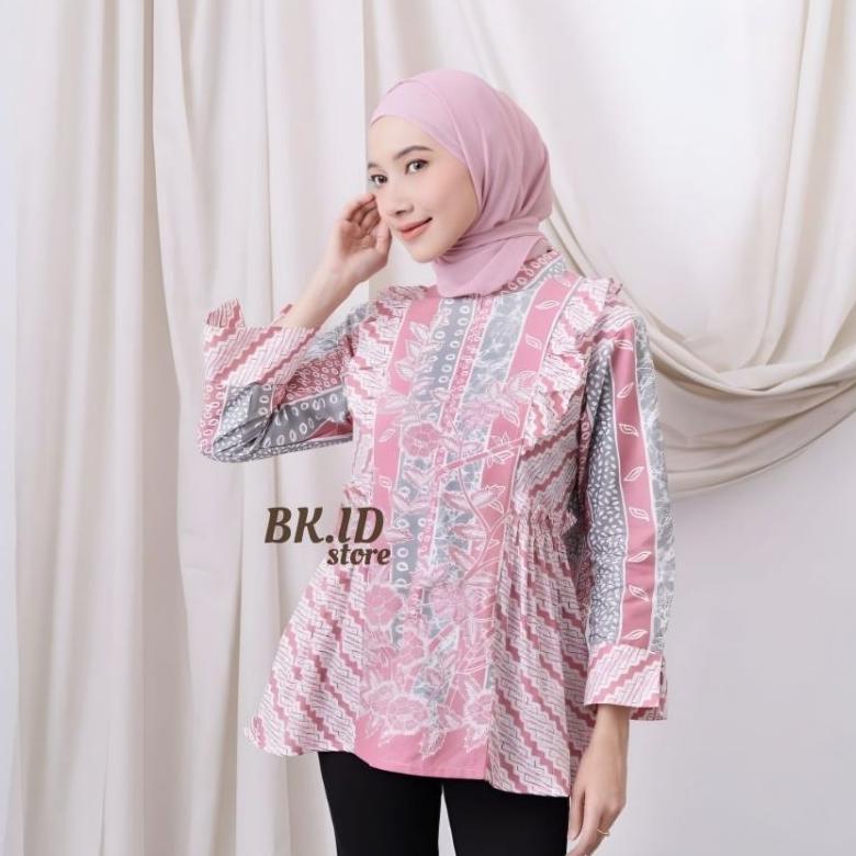 Promo Batik Kantoran Id Atasan Batik Wanita Motif Shintya  Series Pekalongan Size M,L,Xl,Xxl || Bkil