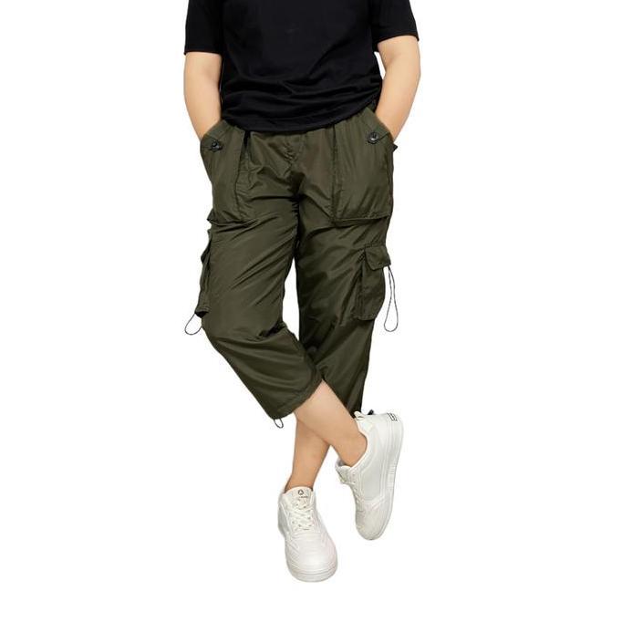 New- Celana Cargo Parasut Nita Oneonesix 7/8 Hijau Army Olahraga Jogging Casual Sport - Hitam, Navy 