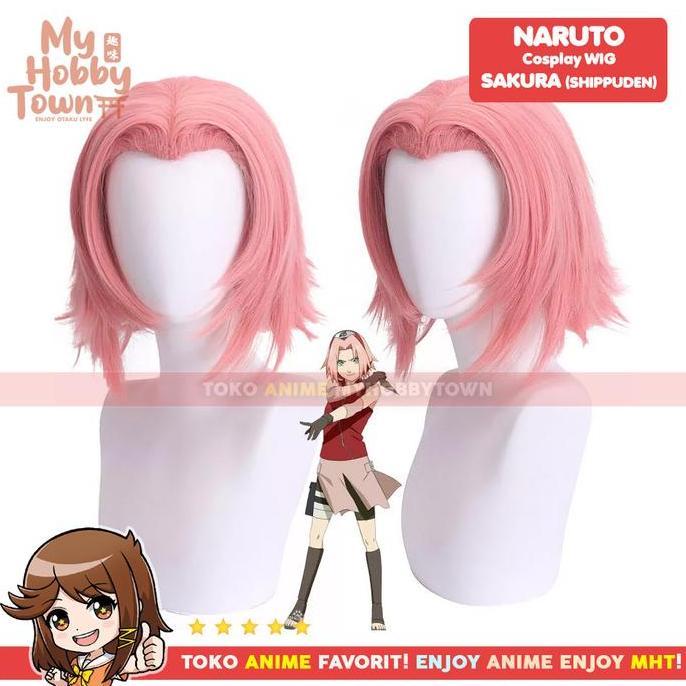 Wig Cosplay Anime Naruto Haruno Sakura Uchiha Shippuuden Rambut Palsu