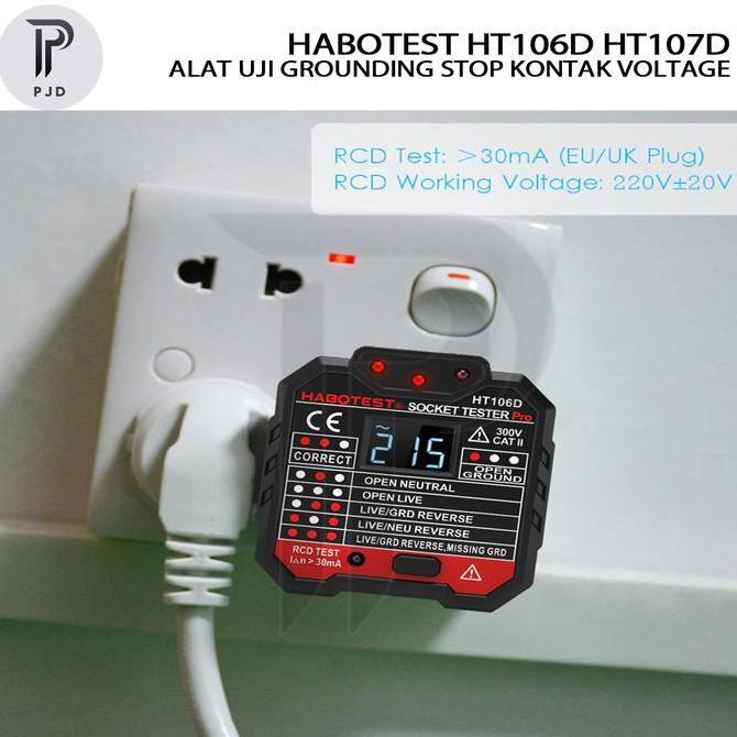 Long- Alat Uji Grounding Habotest Stop Voltage Tester Ht106D / Ht107D