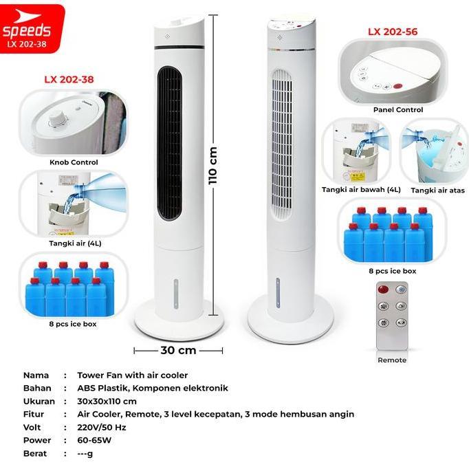Cavinama87 - Speeds Tower Air Cooler Fan Kipas Angin Berdiri Pendingin Ruangan Portable 202-38