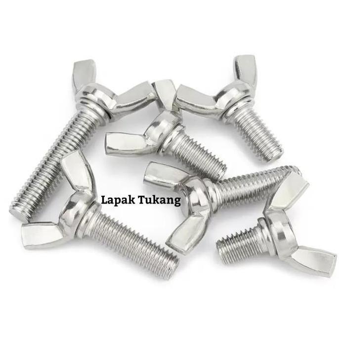 Wing Bolt M10X20 Stainless 304 Baut Kuping M 10X20 Baut Kupu M10 Baru