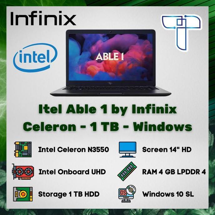 Goodseller- Laptop Notebook Itel Able 1 by Infinix - Celeron - 1 TB - 4 - Windows