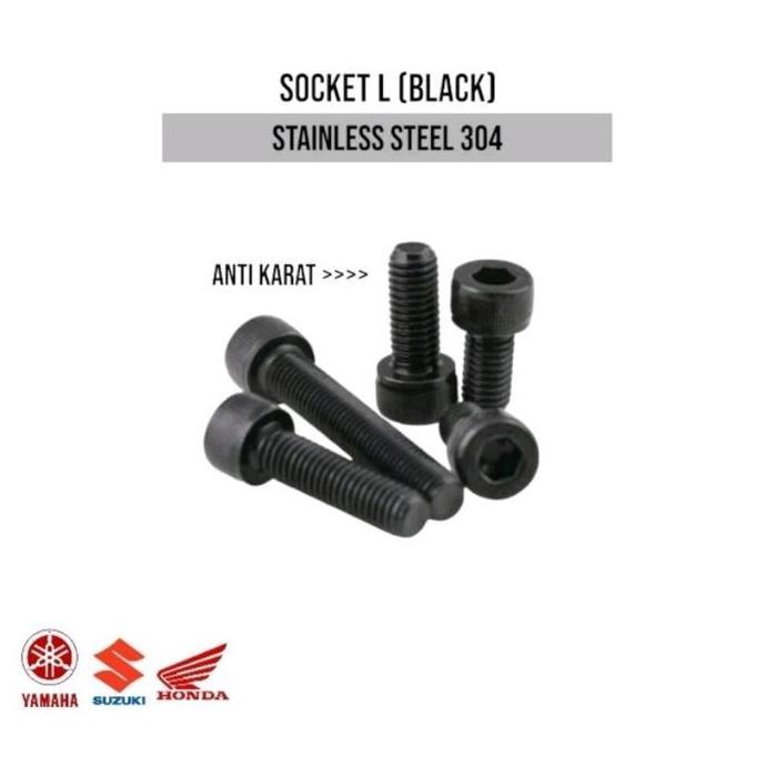 BAUT M4 / 4MM BAUT L STAINLESS 304 BAUT SOKET HEAD DRAT 4MM (BLACK)