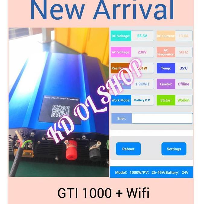 Grid Tie Inverter 1000W Limiter Battery Discharge + Solar Panel