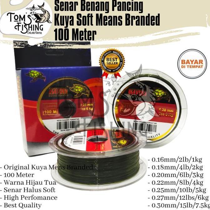 SENAR PANCING KUYA MENS BRANDED 100 METER (0.16MM - 0.35MM) HIJAU TUA ORIGINAL - TOMS FISHING
