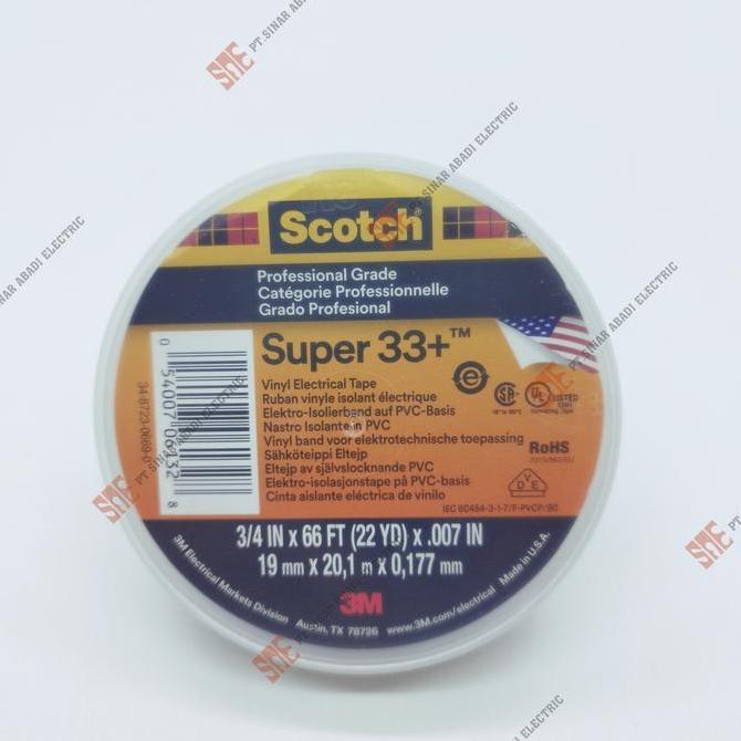 Isolasi Solasi 3M Scotch Super 33+ Electrical Tape