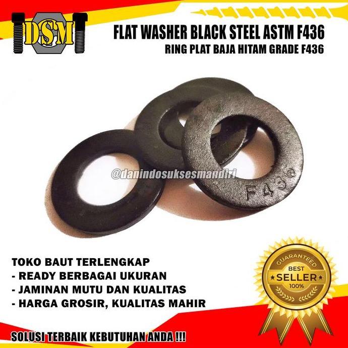 Astm F 436 / Ring Plat Baja Hitam F436 Mutu Tinggi / Flat Washer Plated Black Steel High Tension Ber