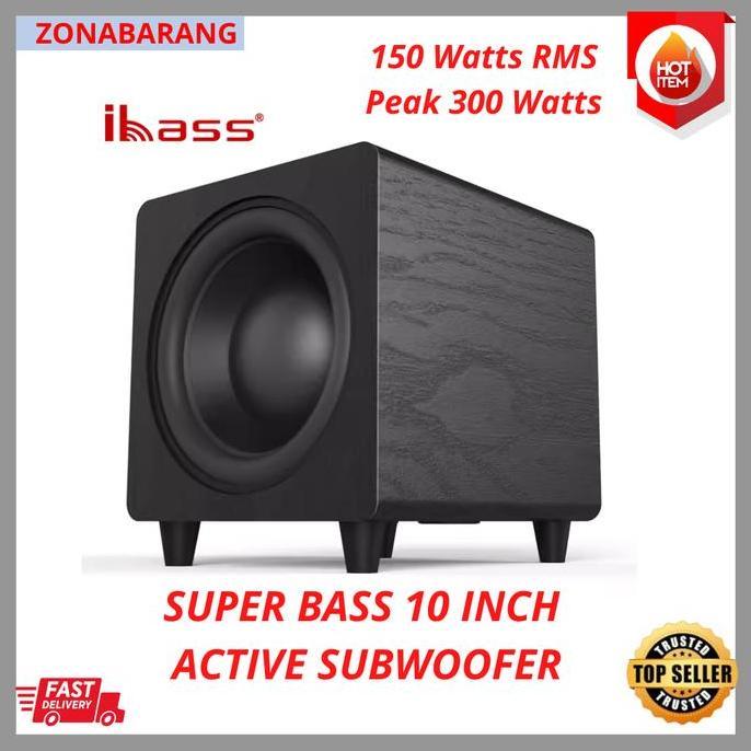 Ibass Subwoofer Active 10 Inch 150 Watts Rms Peak 300 Watts Line Out In Deep Bass Bazooka Bazoka Emp