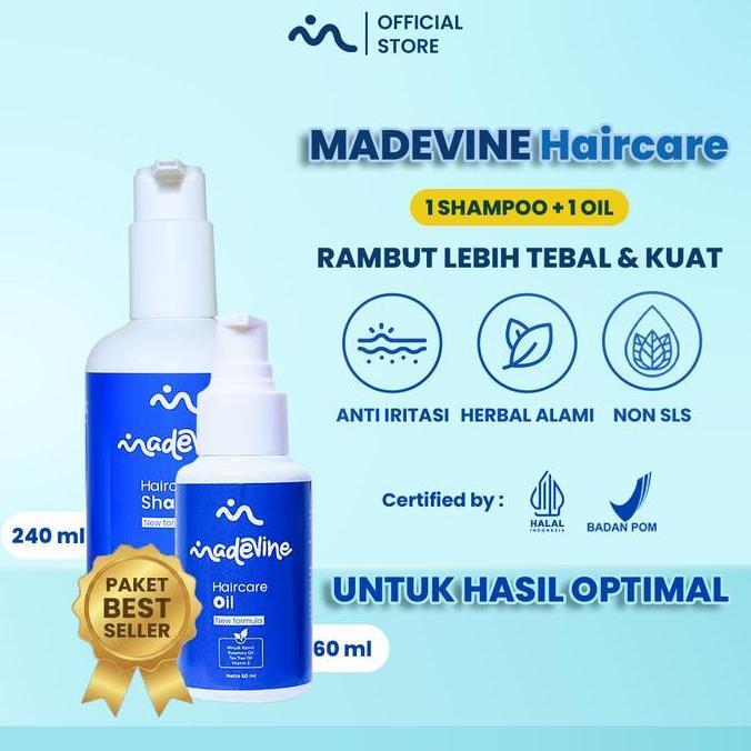 Brazarstore45 - Madevine Hair Oil + Madevine Shampoo - Serum Dan Shampoo Bantu Atasi Penumbuh Rambut