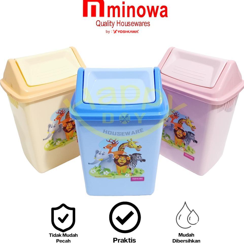 Yoshikawa Tempat Sampah Tutup Putar Swing Motif Pi-1015