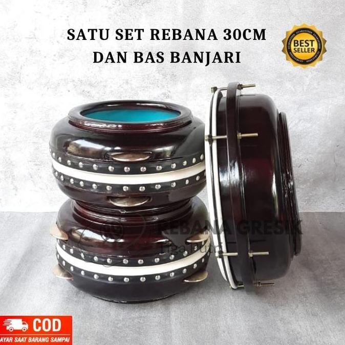 Rebana hadroh satu set bas banjari