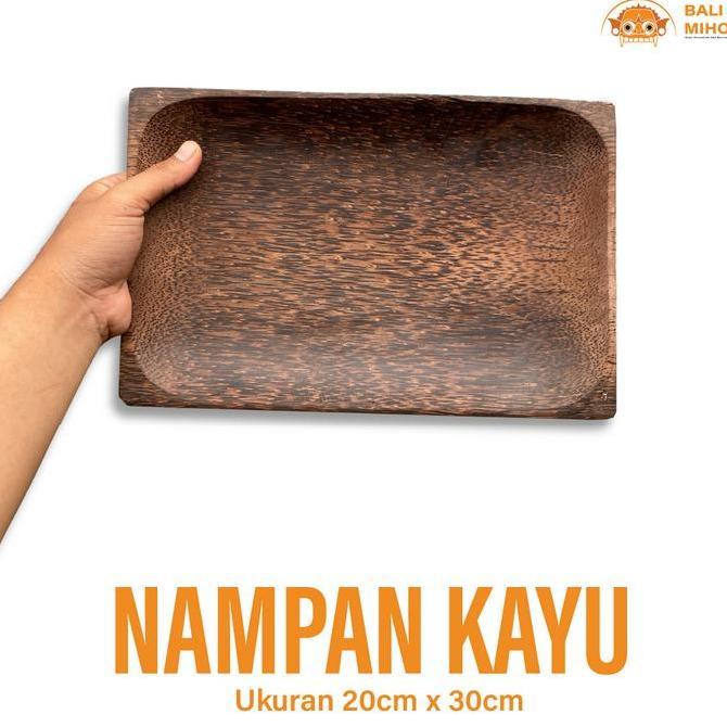 ] Piring Kayu Aren Persegi Panjang 30 cm - Piring Kayu - Piring Kayu