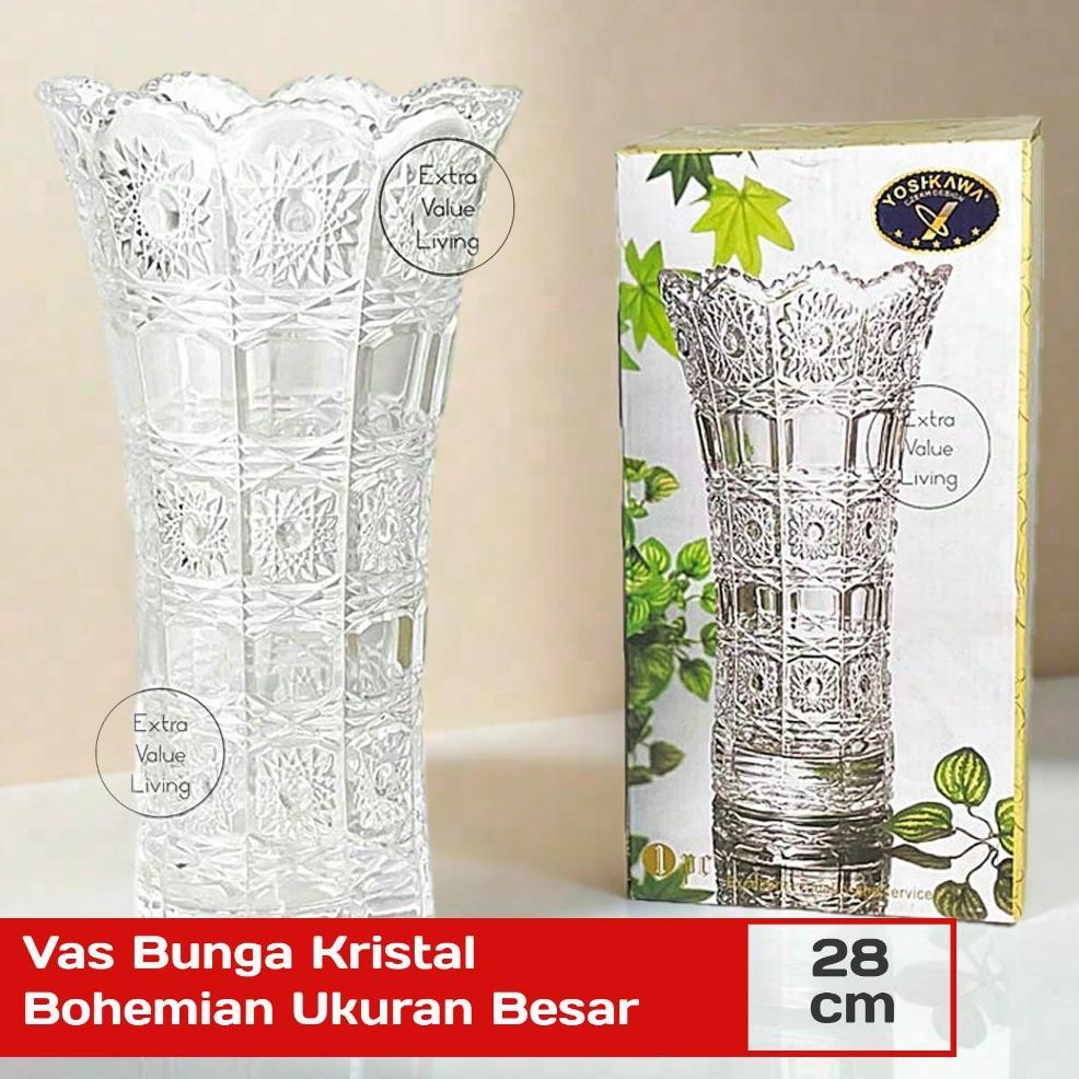 Vas Bunga Kristal Vas Bunga Kaca 28 Cm Estetik Vas Kristal Bohemia Crystal Vase Clear