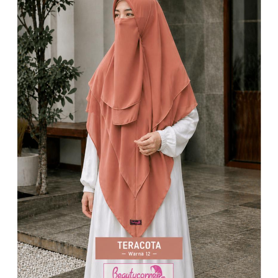 Khimar Instan Dua Layer Ceruty Plus Cadar/Kerudung Segitiga Instan Syar'I 2 Layer
