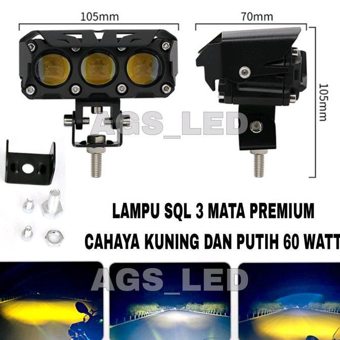 LAMPU SOROT SQL 3 MATA PREMIUM / LAMPU YEMBAK SQL 3.LED PREMIUM / LAMPU FOGLAMP SQL 3 MATA LASER PRE