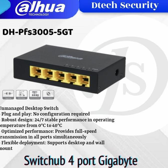 NEW Switch Hub Gigabyte 4 port Dahua Pfs3005-5GT / Swithub dahua gigabyte