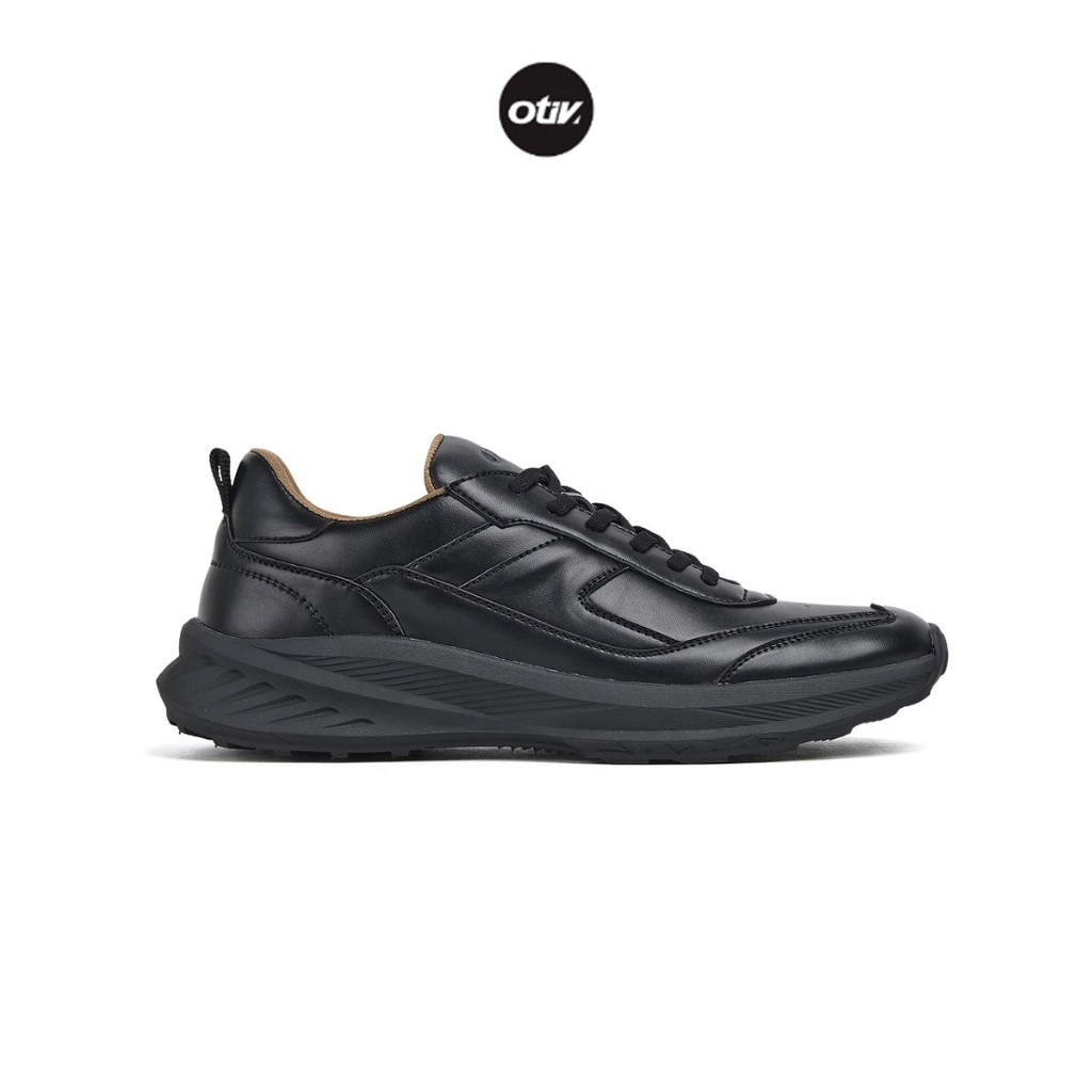 Otiv Vogue Black - Sepatu Sneakers Kulit Casual Pria Kuliah Kerja Travelling Riding