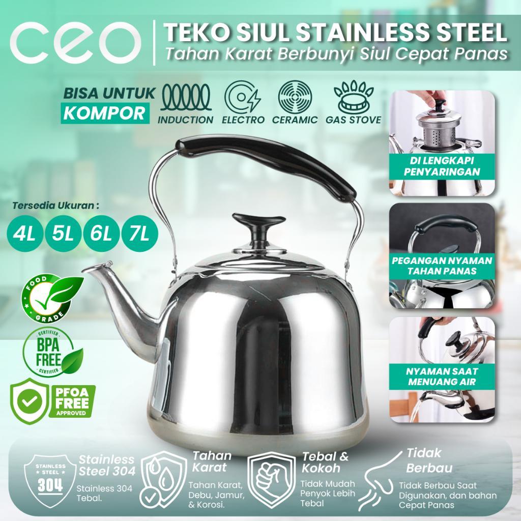Teko Siul Bunyi Stainless Steel 304 Ceret Pemanas Masak Air Minuman Kuat Tahan Lama Cepat Panas