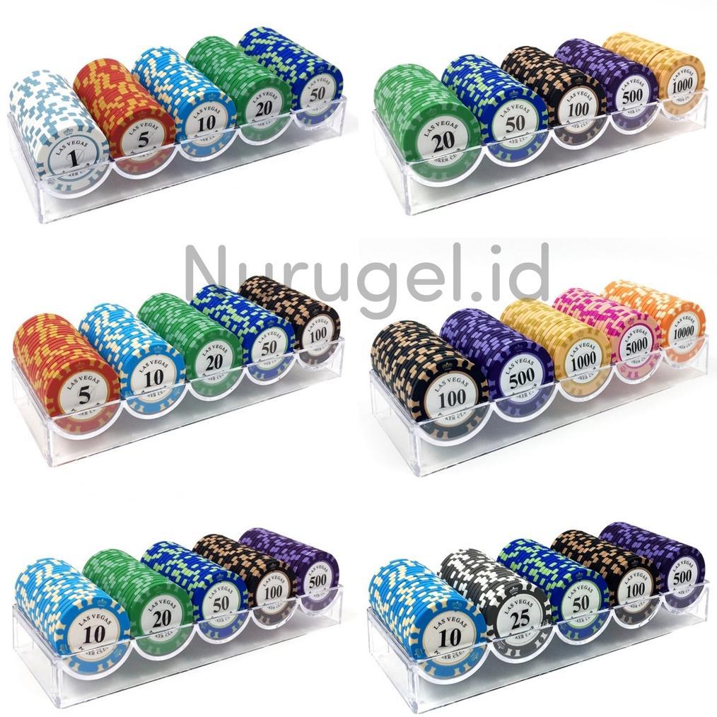Poker Chip Set 100 Pcs Clay Acrylic Box