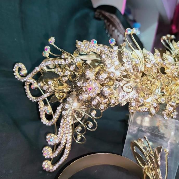 Siger Ciki Daun Mahkota Pengantin Sunda Motif Klasik Bertabur Crystal