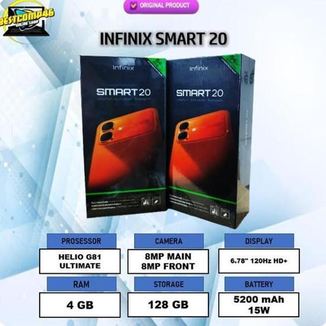 New Launch Infinix Smart 20 - 4Gb 64Gb/128Gb - 6.78 Inch 120Hz Hd+/5200 Mah/Nfc