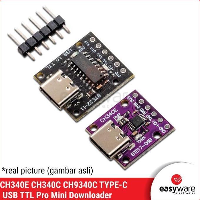 Kilat- New- Ch340E Ch340C Ch9340C Usb To Ttl Module Pro Mini Downloader Type-C