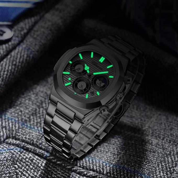 Waer- [Special ] Cx-922 Jam Tangan Pria Multifungsi Kalender Chronograph Moon Phase Quartz Luminous 