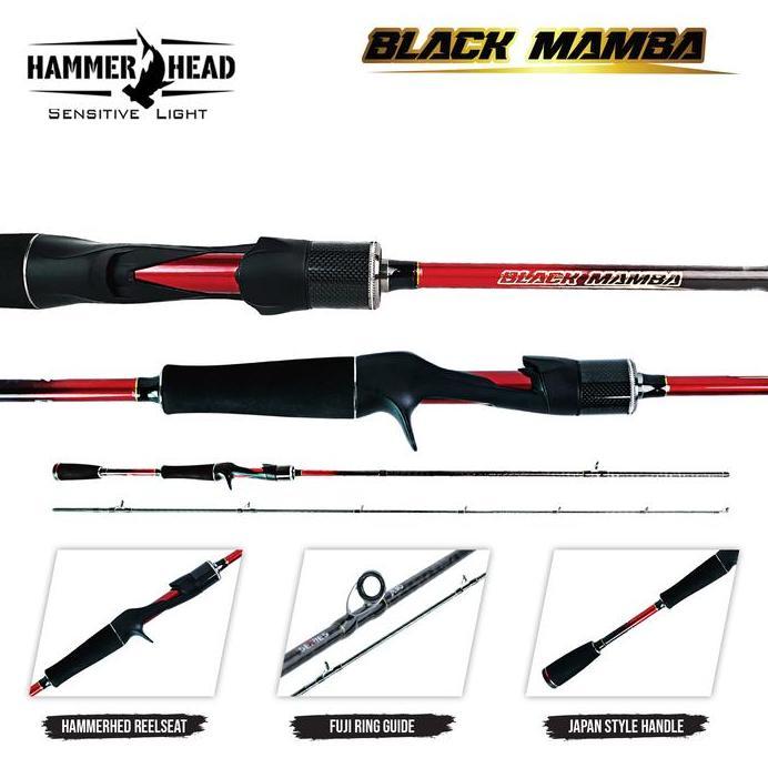 Hammer Head Joran Baitcasting Black Mamba Pro Series 180Cm-210Cm X30 Carbon Blank Fuji Component Mid