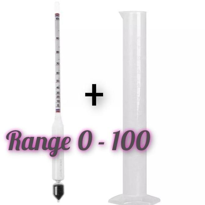 Cozi- Alat Ukur Kadar Alkohol + Gelas Ukur Tabung 100 Ml/Alcohol Meter Alat Ukur Alkohol