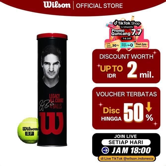 [BUY 1 GET 3 CANS] Wilson RF Roger Federer Legacy Tennis Ball Bola Tenis 4-Ball Metal Can Tennis Bal