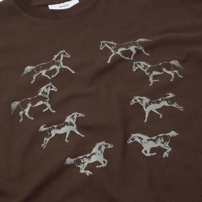 Aero- Eudaimonia Horse Dark Brown Boxy Oversized T Shirt