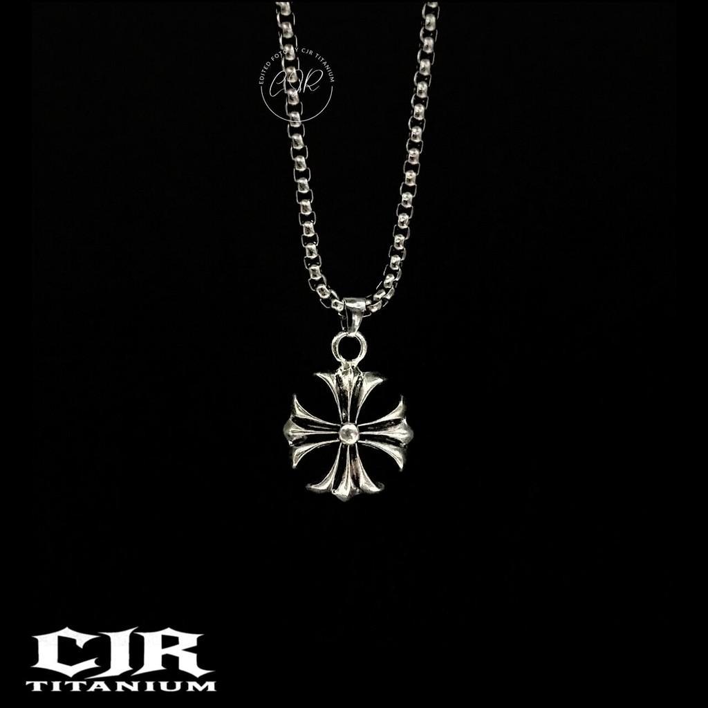 Chrome Hearts Necklace-Kalung Titanium Silver Pria Wanita Anti Karat Tidak Luntur-Cjr Titanium