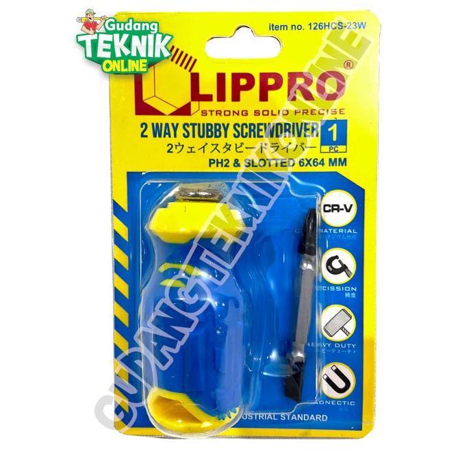 PHRENA Obeng CEBOL Plus Minus 2way 126HCS-23W LIPPRO 6x24mm / Obeng PENDEK Bolak Balik Kembang Min +