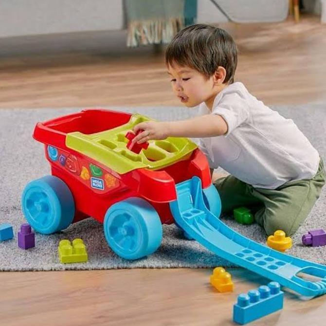 [SHOPP HOUSE] FISHER PRICE MEGA BLOCKS 25 PCS SHAPE SORTING WAGON