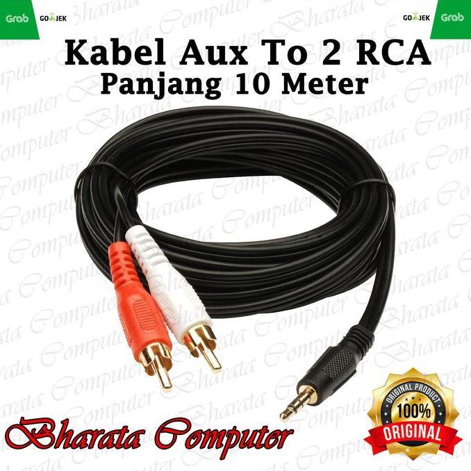 Wkpro- Kabel Audio Aux To Rca - Jack / Jek 3.5" To Rca Panjang 10 Meter
