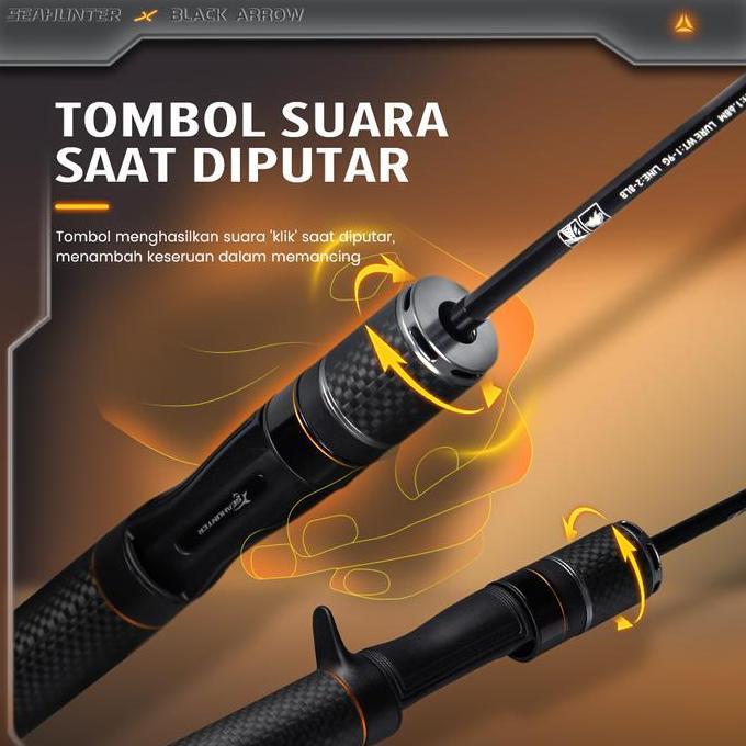 Fishman- Seahunter Black Arrow Pro Joran Pancing,Fuji Gudang Panjang Joran Bc Casting/Spinning 1.5M/