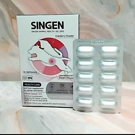 Singen UriEase 10 Kapsul (1 blister)  Urinary untuk Hewan Peliharaan - DL-Metionin, Kitosan Rendah M