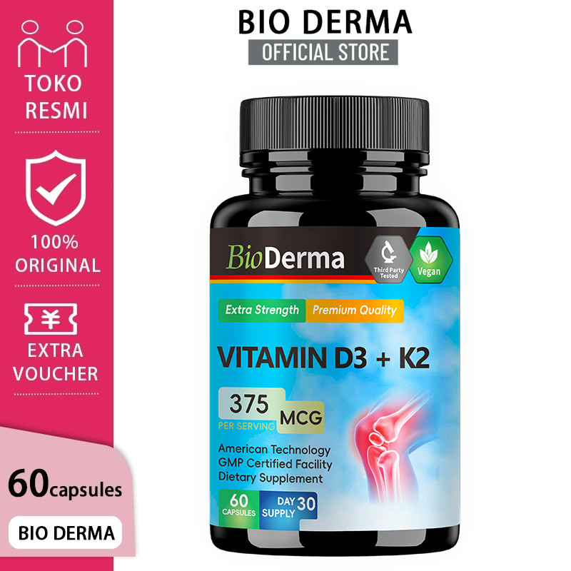 Bioderma VitaminD3K2 5IU,dukung kesehatan tulang kuat,tingkatkan penyerapan kalsium,hasil maksima