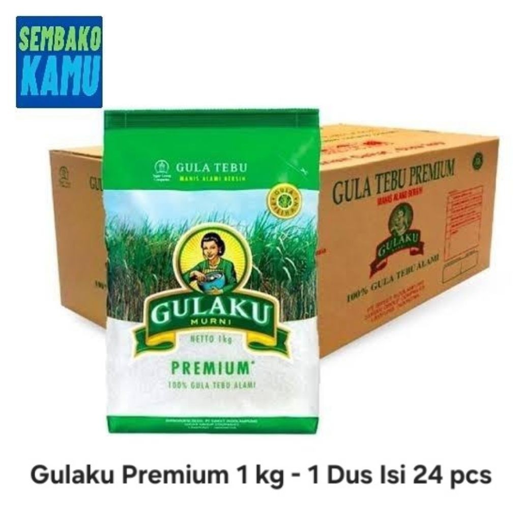Gula Pasir Gulaku Hijau Premium 1 kg - 1 Dus Isi 24 pcs