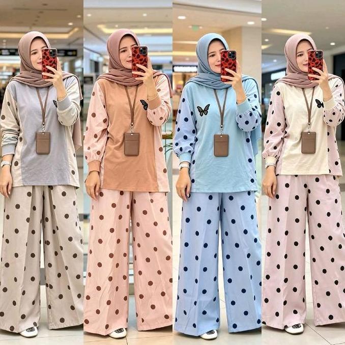 one set kulot nania polka matt combed mix katun LJD