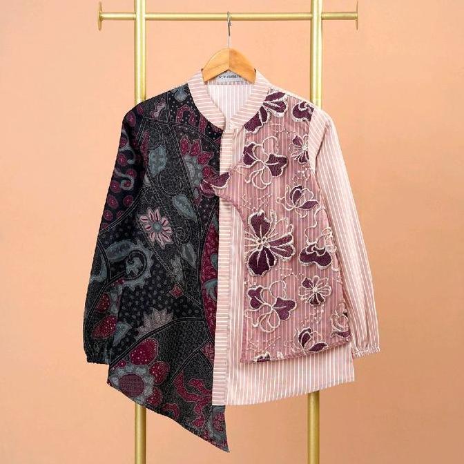Btk - Atasan Wanita Batik Daisy Burgundy A1166
