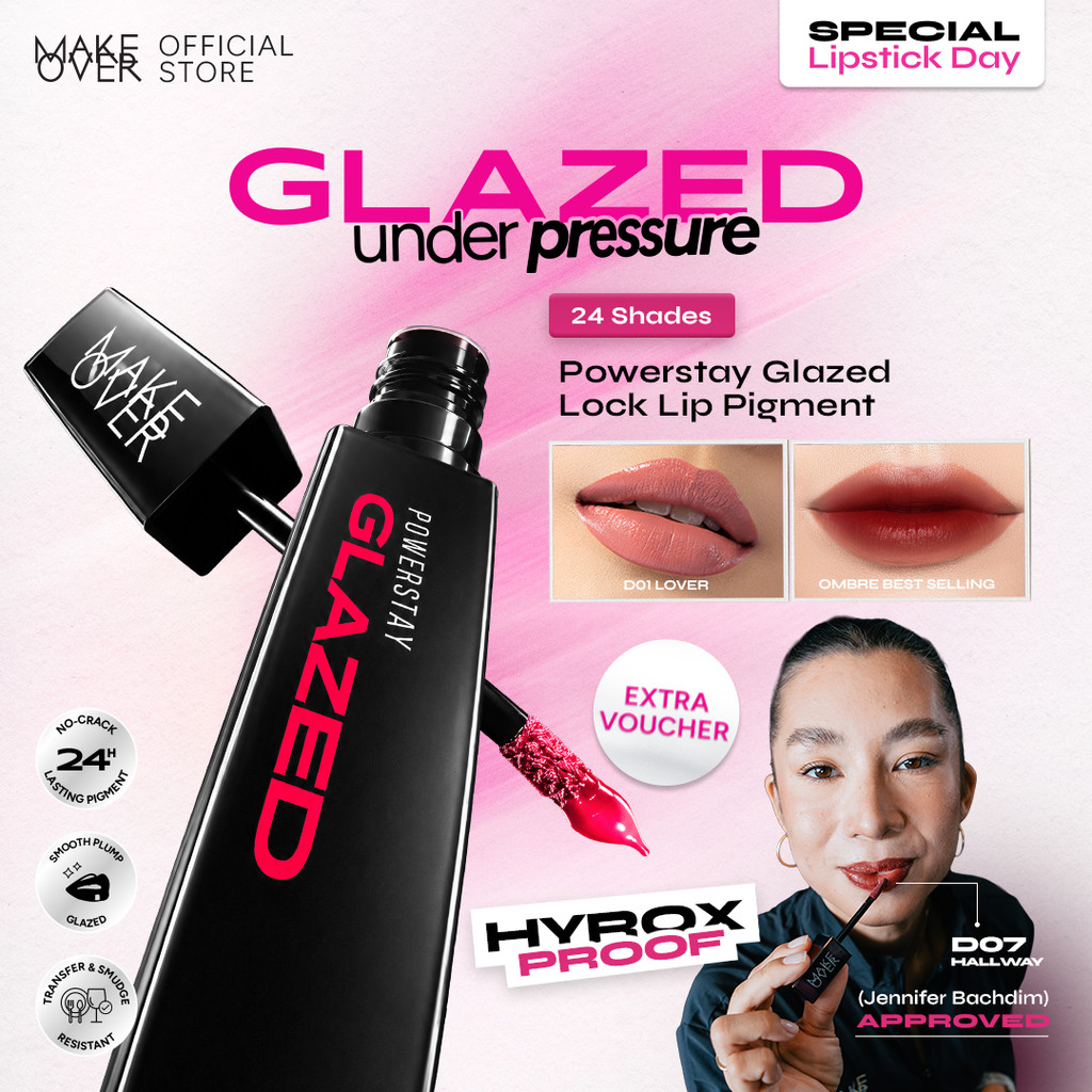 MAKE OVER Powerstay Glazed Lock Lip Pigment - Long Wear All Day Daily Makeup  Lip Glazed Plump Gloss
