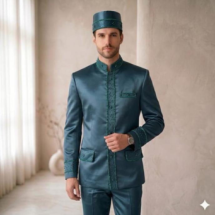 Beskap bapak besan lengkap 1 set | Basofi bapak pengantin payet premium WSD
